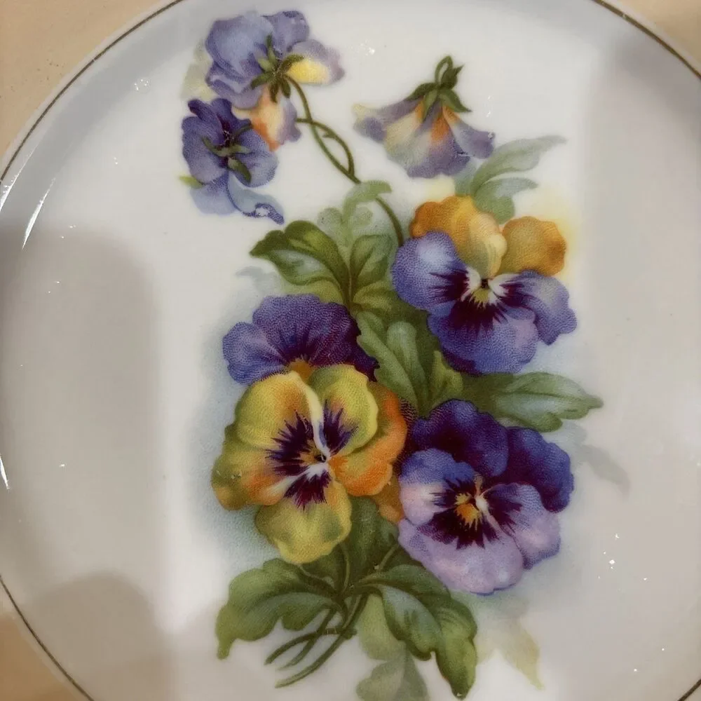 Vintage Austria HUB Hand Painted Violets Dinner PLATE - 8 5/8” Dia Peach White